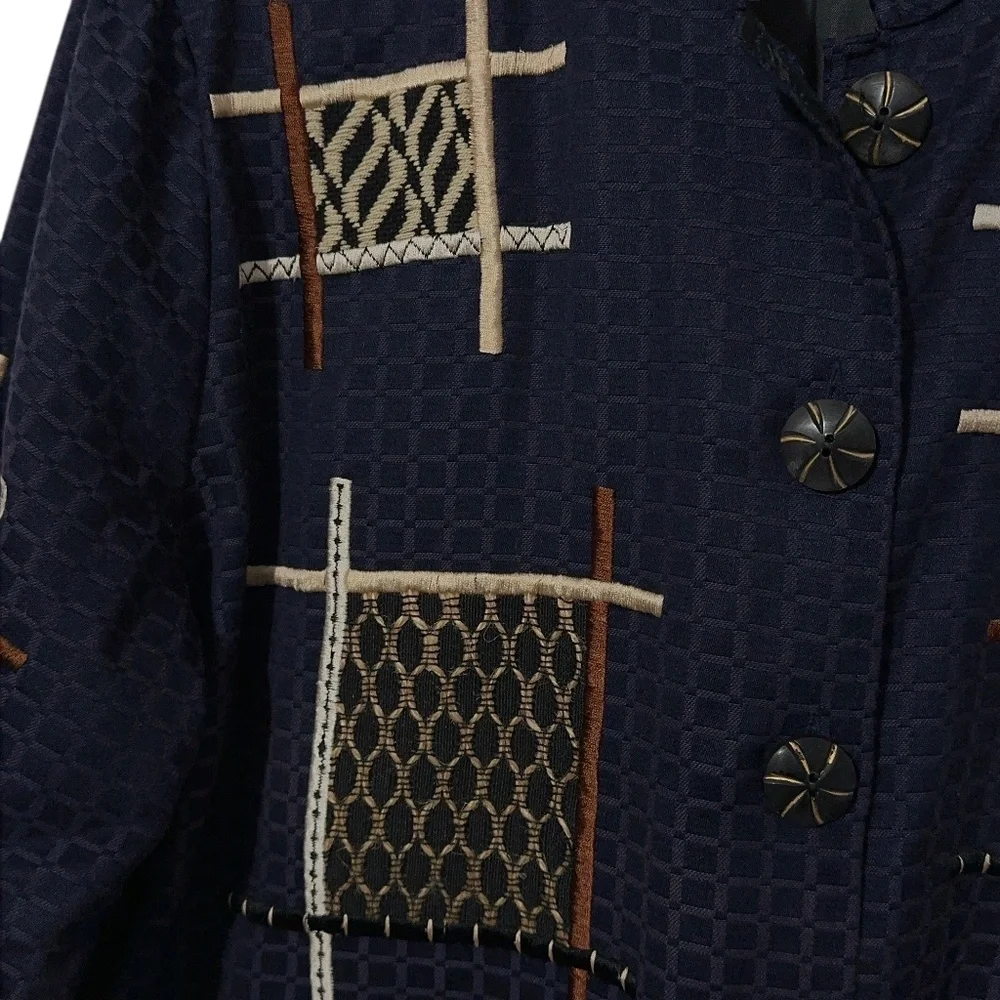 Alex Kim Embroidered Jacket Womens Size XL Button Front Unique - Picture 4 of 7